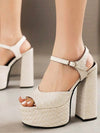 Off white platform espadrille wedge high heels sandals - Wapas