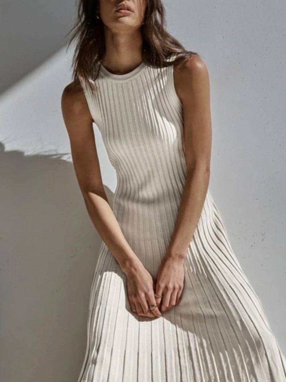 Off white pleated long dress - Wapas