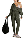 Olive green hooded loose jumper overall - Wapas