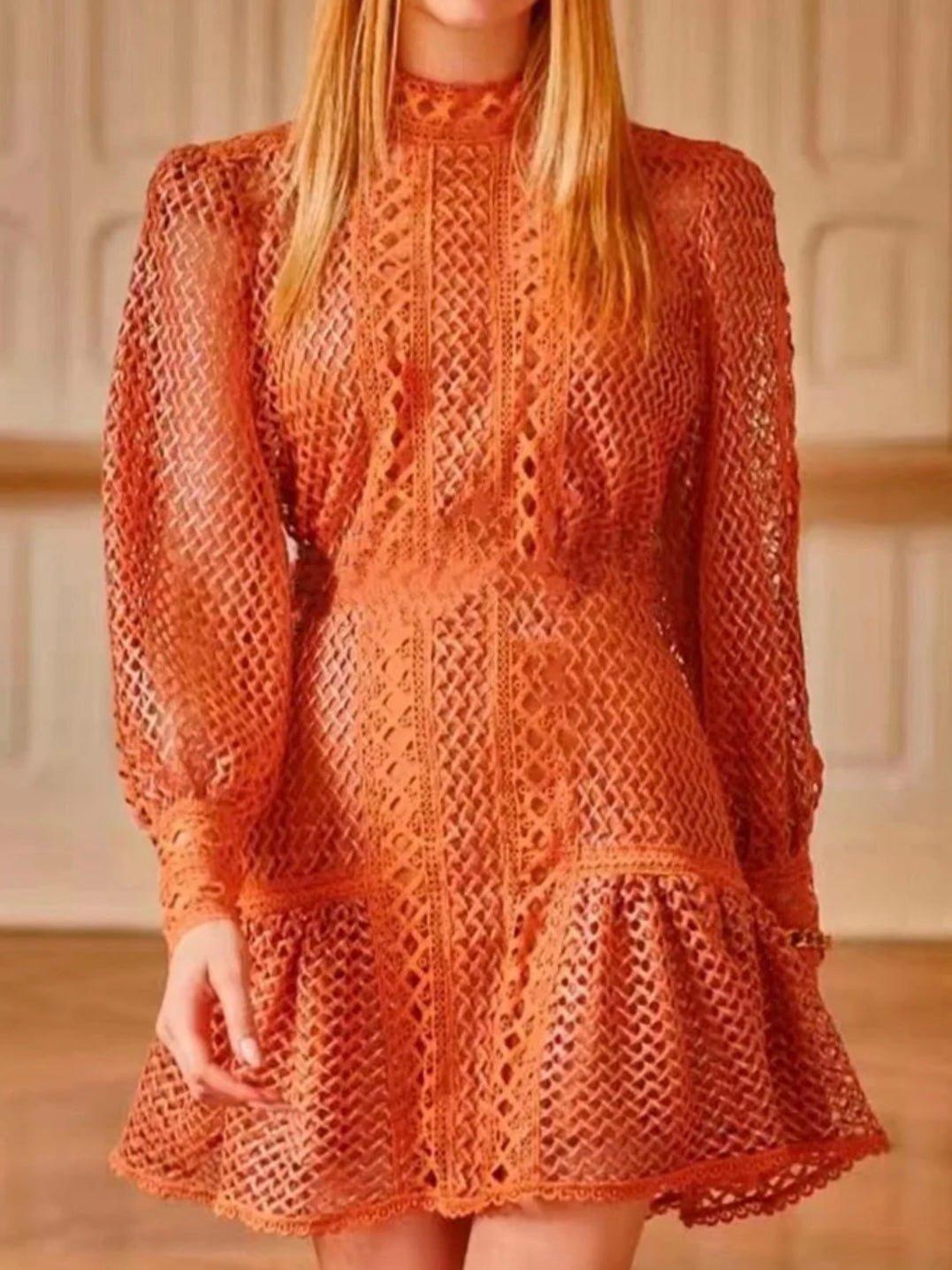 Orange embroidered mini dress - Wapas