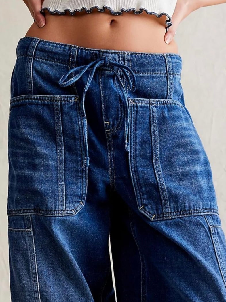 Oversized tied blue baggy jeans - Wapas