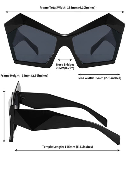 Pentagonal black retro sunglasses - Wapas