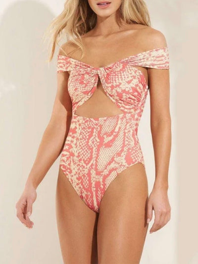 Pink and beige reversible one piece swimsuit - Wapas