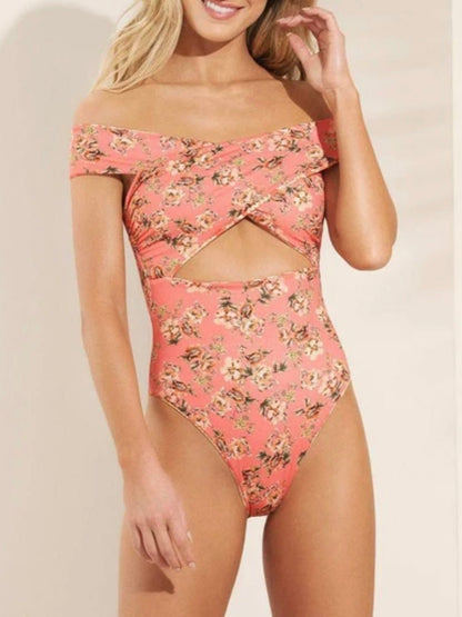 Pink and beige reversible one piece swimsuit - Wapas