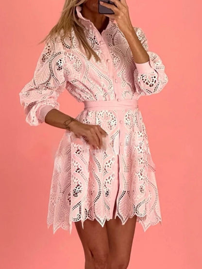 Pink and white lace mnii dress - Wapas