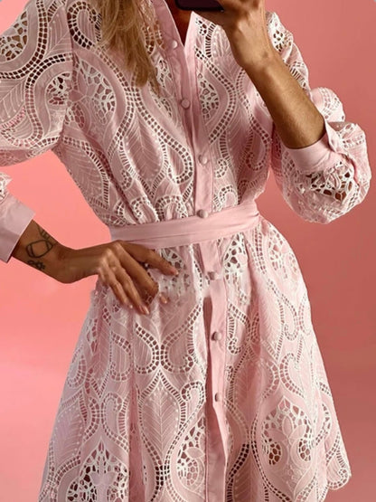 Pink and white lace mnii dress - Wapas