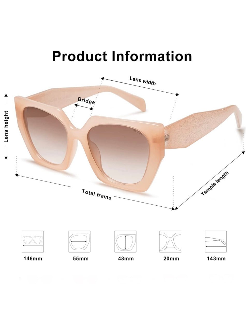 Pink big square sunglasses - Wapas