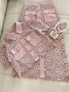 Pink embroidered set top and skirt - Wapas