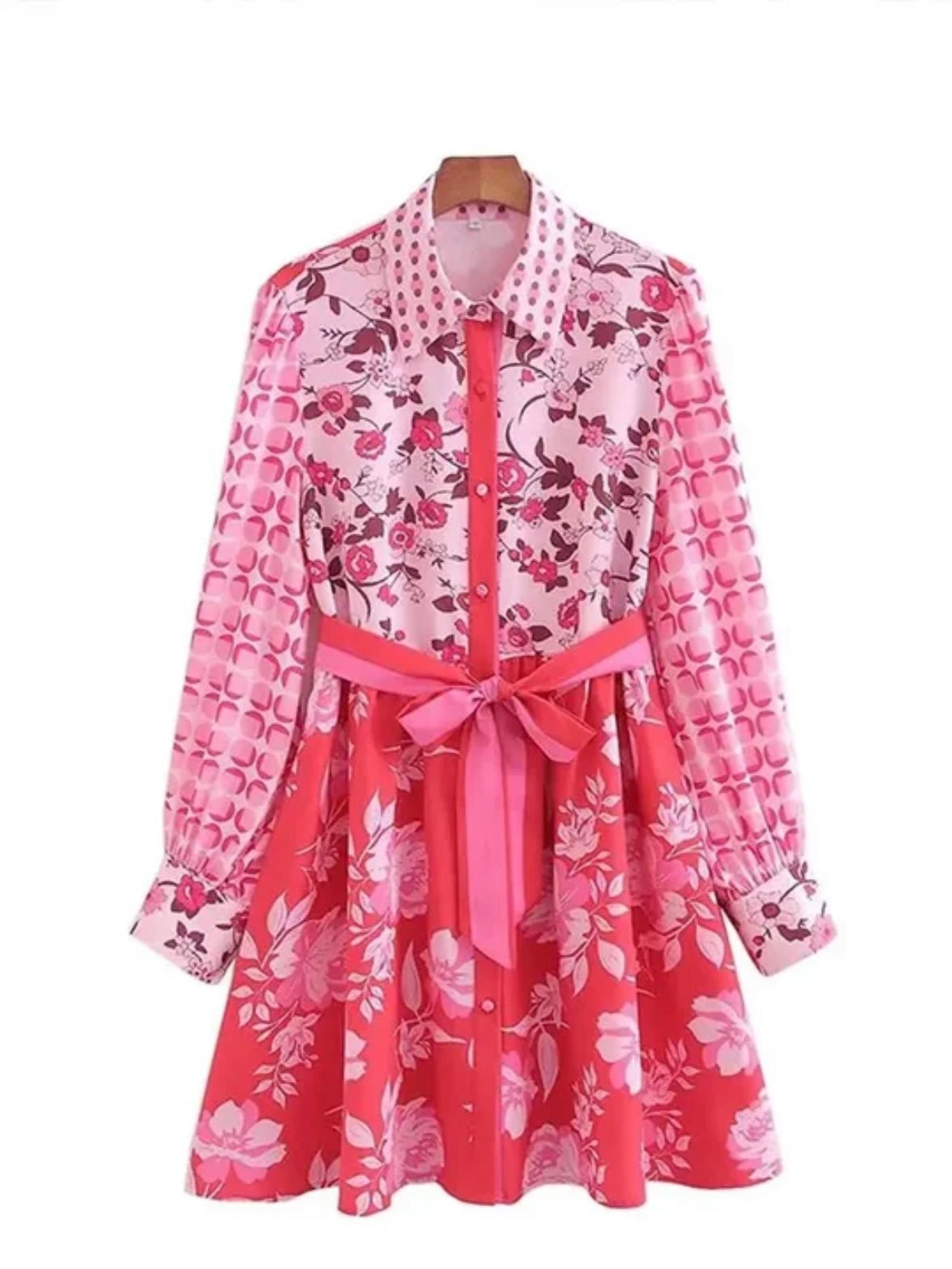 Pink floral short dress - Wapas