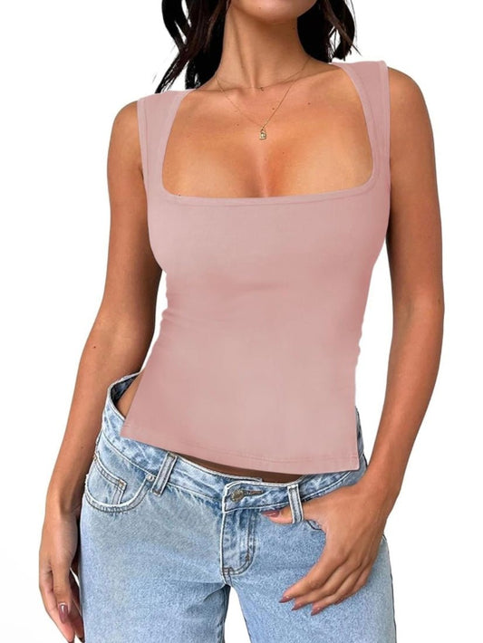 Pink square cut tank top - Wapas