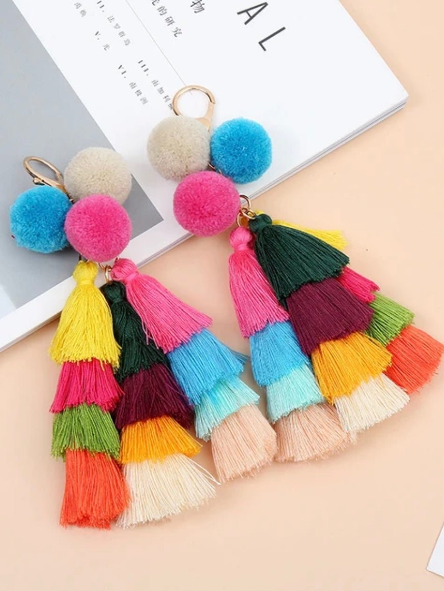 Pompon and tassels multicolored keychains - Wapas