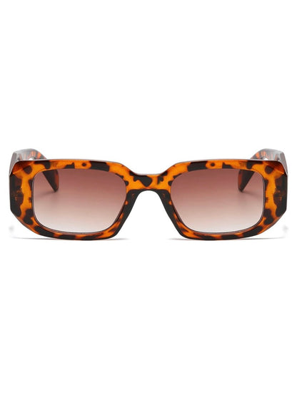 Rectangle retro brown leopard sunglasses - Wapas