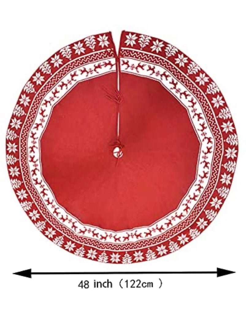 Red and white leaves Christmas tree skirt - Wapas