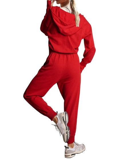 Red hooded loose jumper overall - Wapas