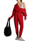 Red hooded loose jumper overall - Wapas