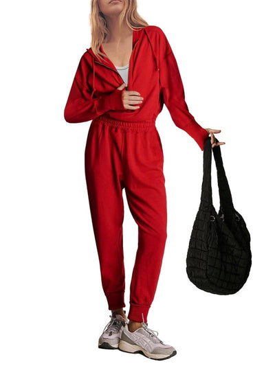 Red hooded loose jumper overall - Wapas