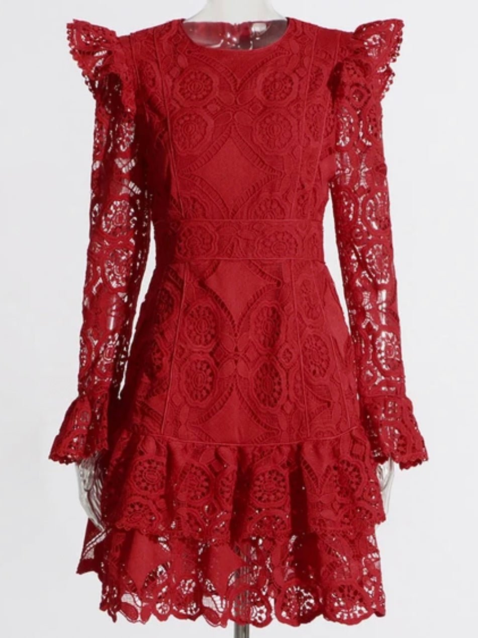 Red lace mini dress - Wapas