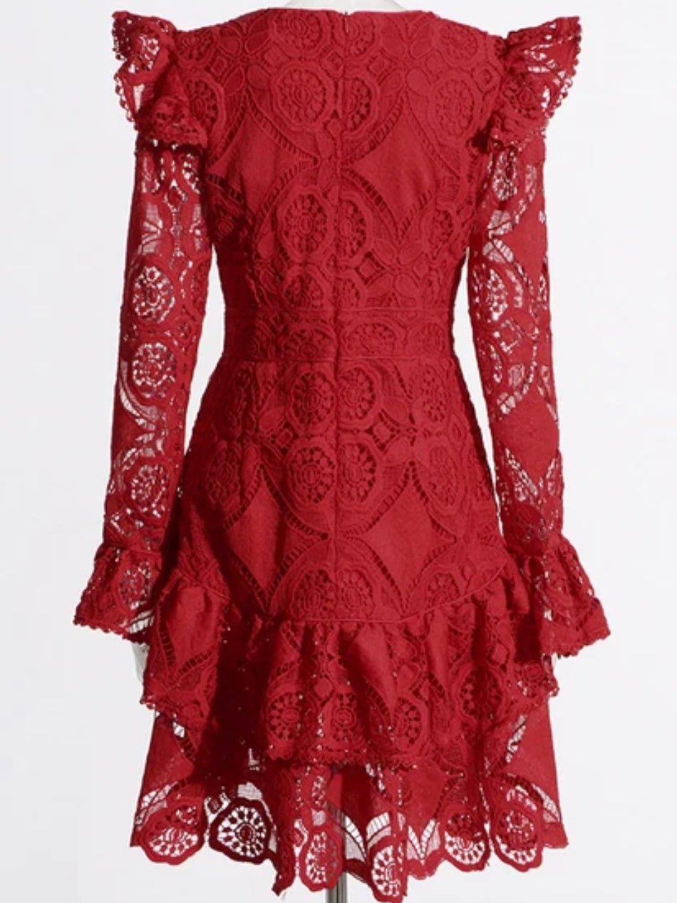 Red lace mini dress - Wapas