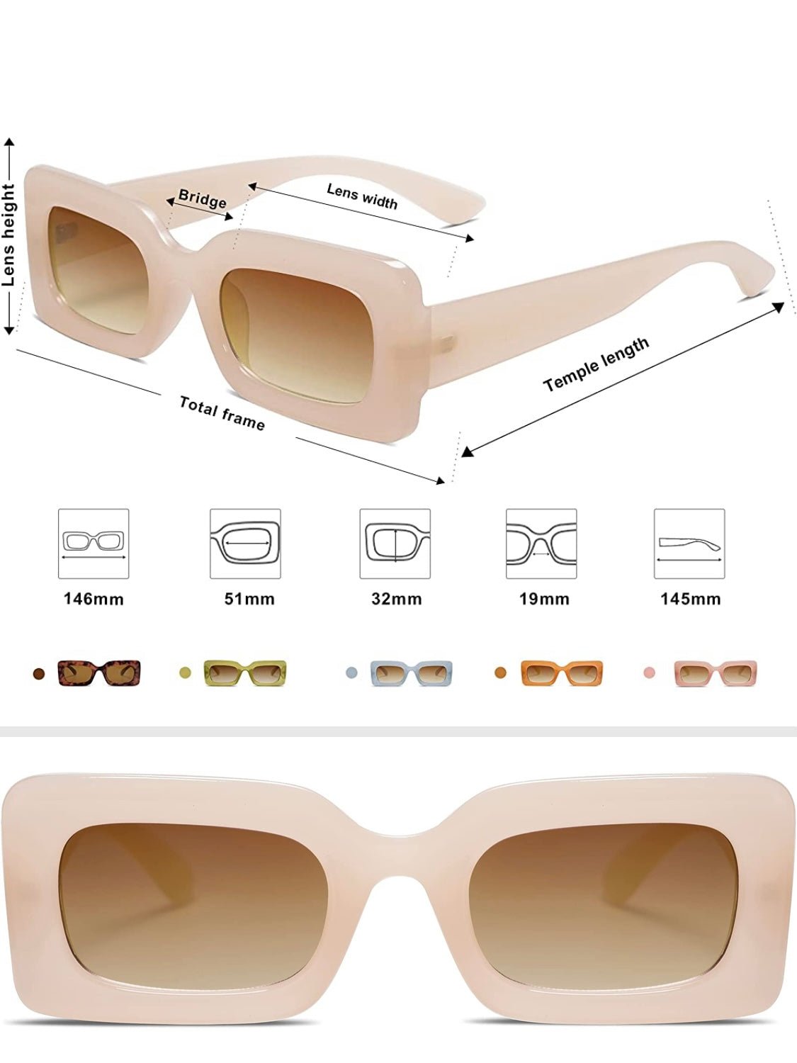 Retro nude square sunglasses - Wapas