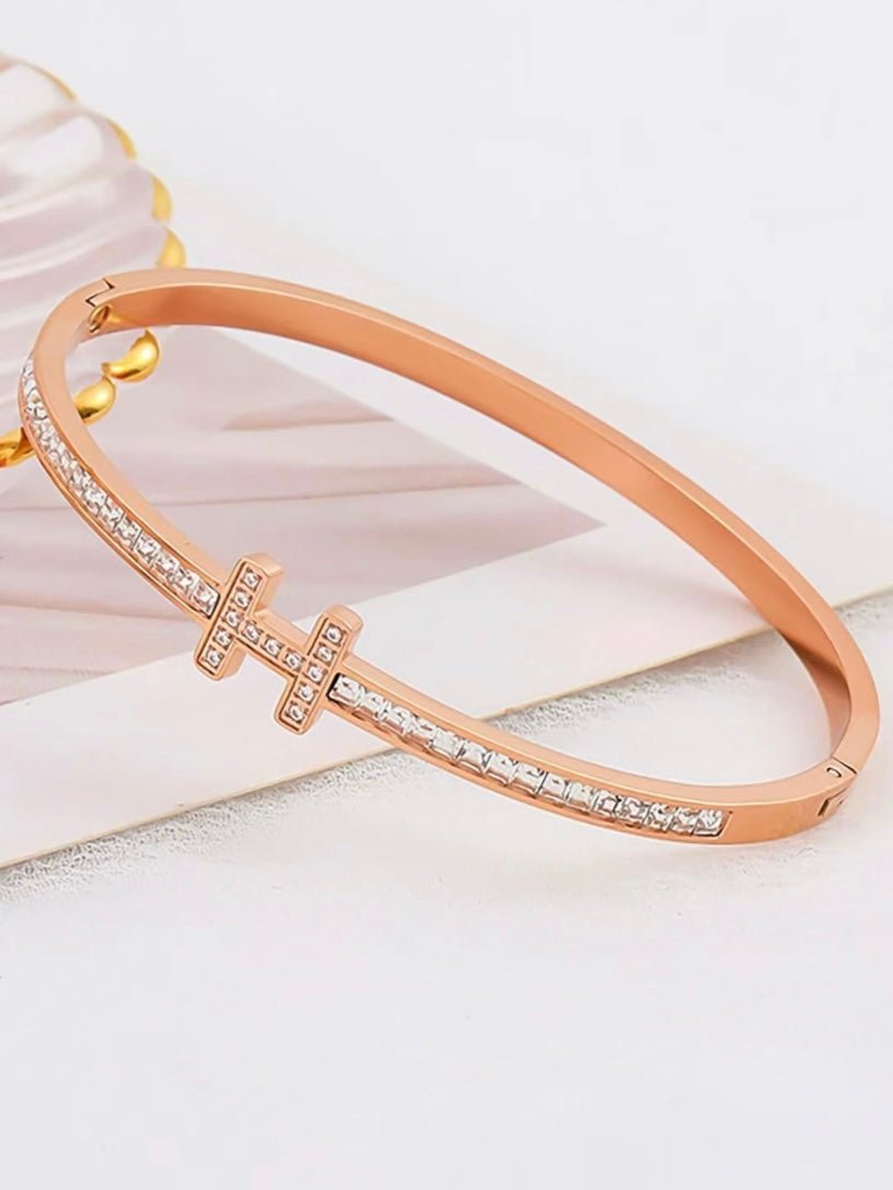 Rose gold rigid zirconia 7.5” in bracelet - Wapas