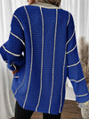 Royal blue waffle fabric sweater - Wapas