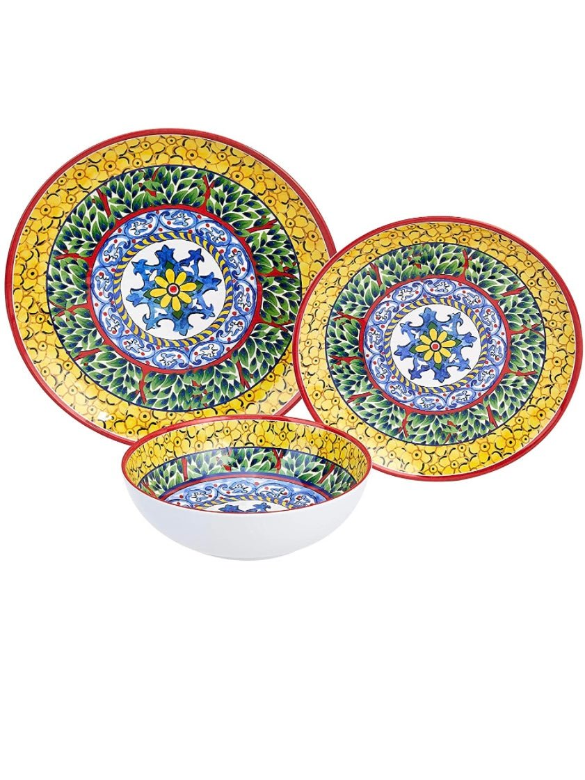 Set of 12 pieces colored melamine tableware - Wapas