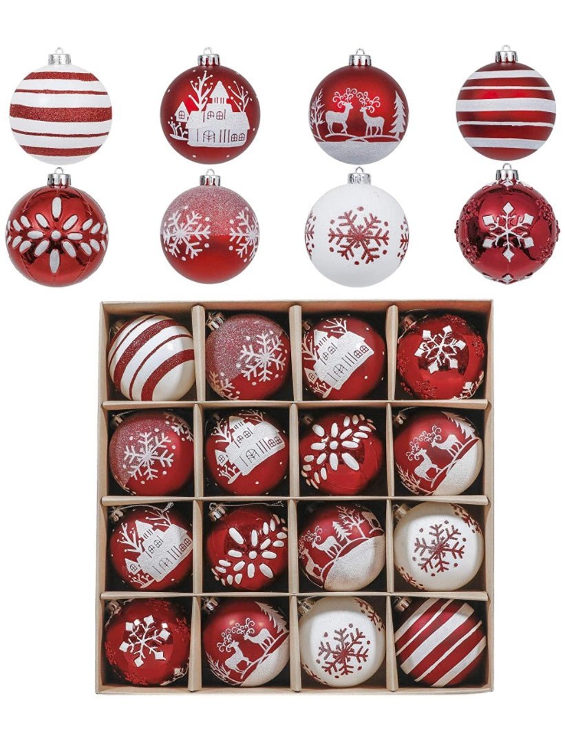 Set of 16 Christmas ball holiday ornaments - Wapas