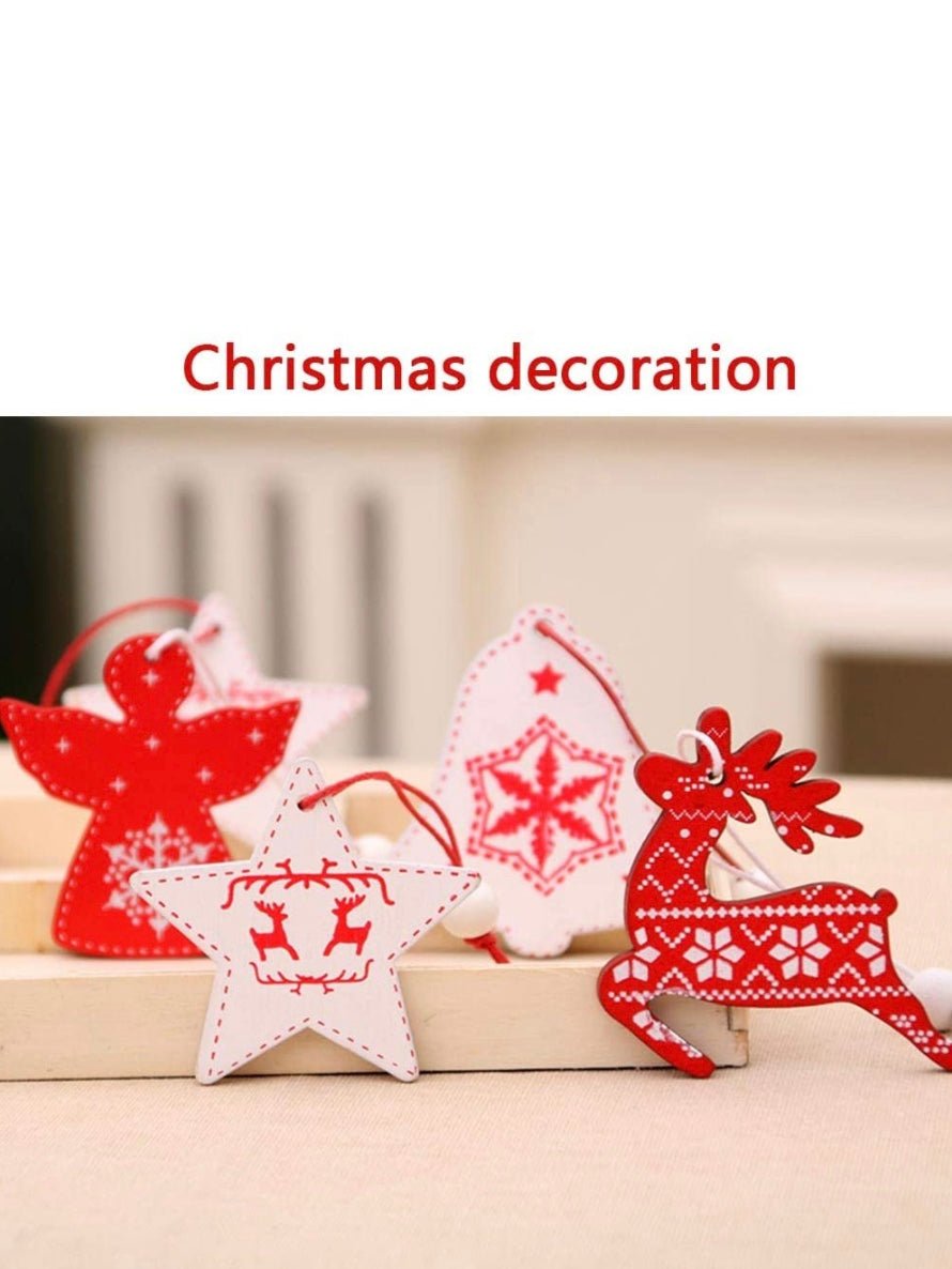 Set of 24 wood Christmas tree ornaments 4 shapes - Wapas