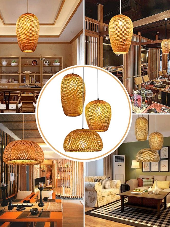 Set of 3 bamboo lamps - Wapas