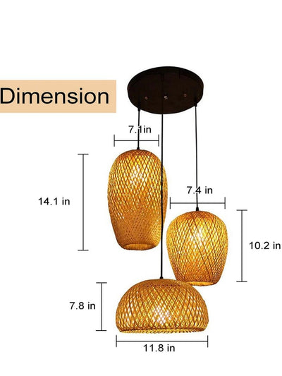 Set of 3 bamboo lamps - Wapas