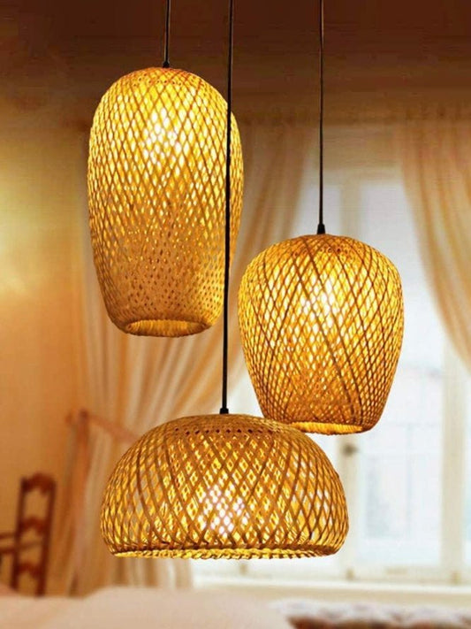 Set of 3 bamboo lamps - Wapas