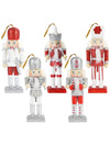 Set of 5 red and silver glitter nutcrackers small size - Wapas