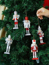 Set of 5 red and silver glitter nutcrackers small size - Wapas