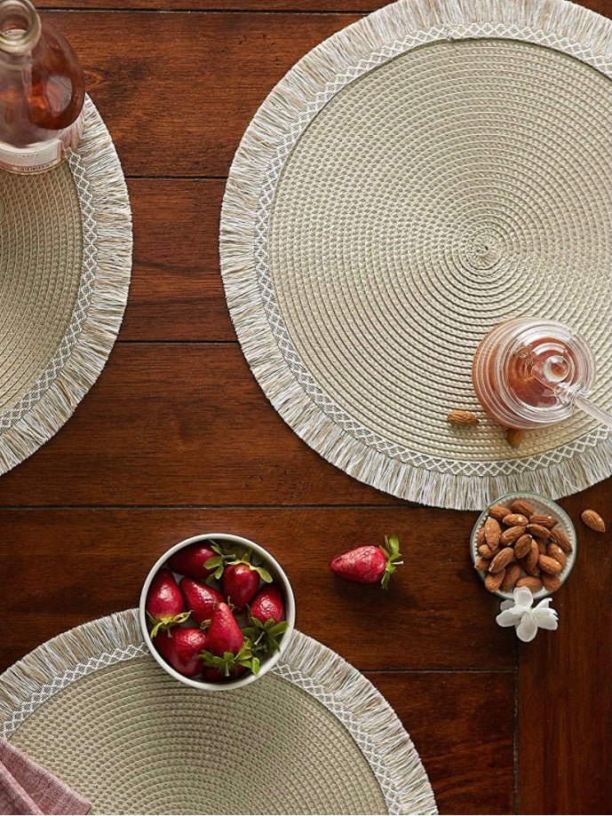 Set of 6 beige round placemats - Wapas