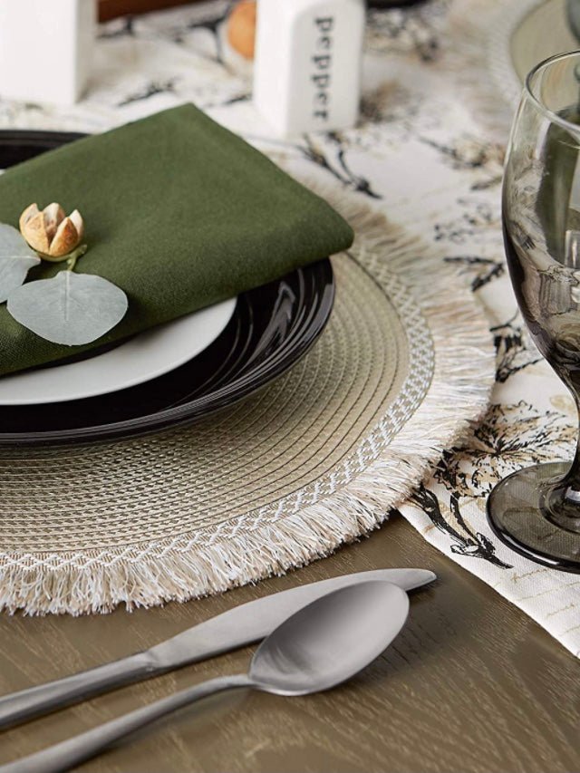 Set of 6 beige round placemats - Wapas