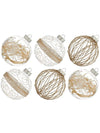 Set of 6 Christmas linen balls ornaments - Wapas