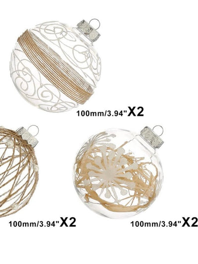 Set of 6 Christmas linen balls ornaments - Wapas