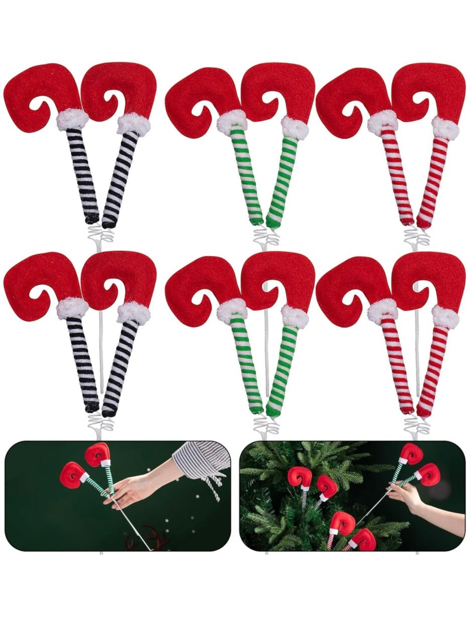 Set of 6 elf legs Christmas picks - Wapas