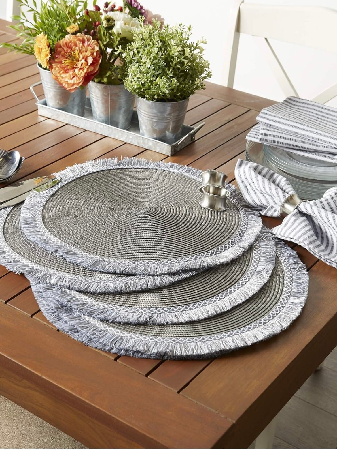 Set of 6 gray round placemats - Wapas