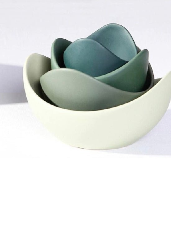 Set of 6 green flower multipurpose bowls - Wapas