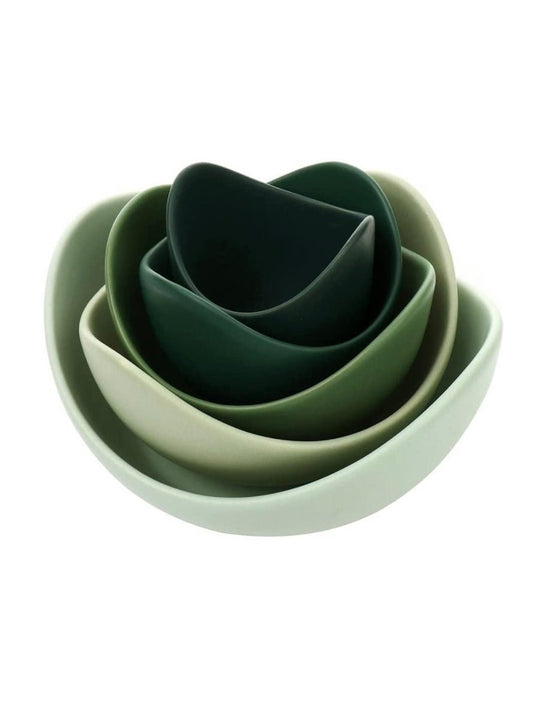 Set of 6 green flower multipurpose bowls - Wapas