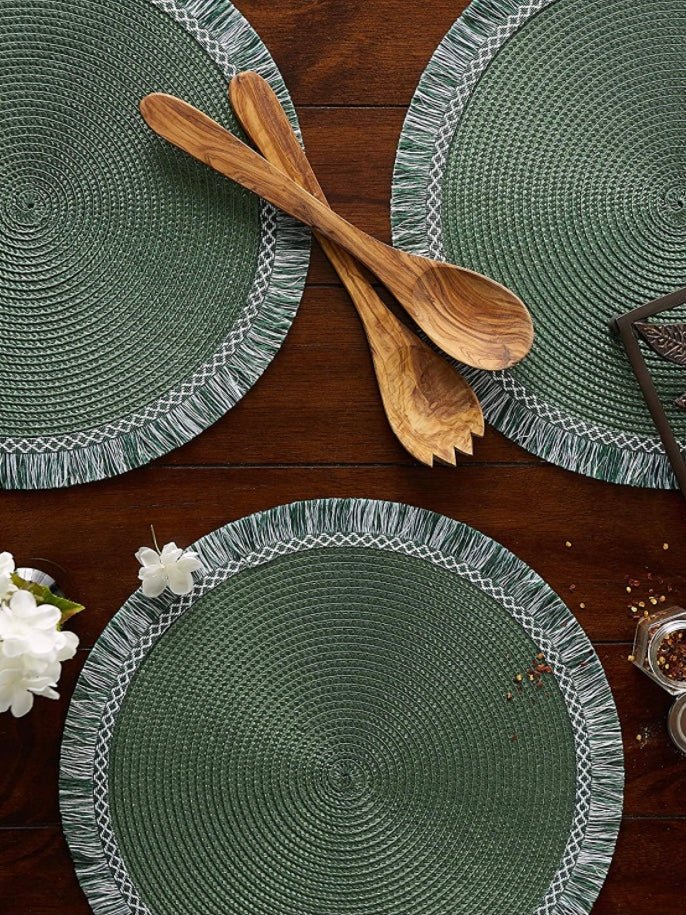 Set of 6 green round placemats - Wapas