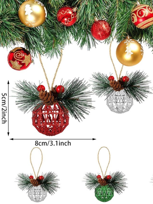 Set of 6 metal Christmas ball ornaments - Wapas