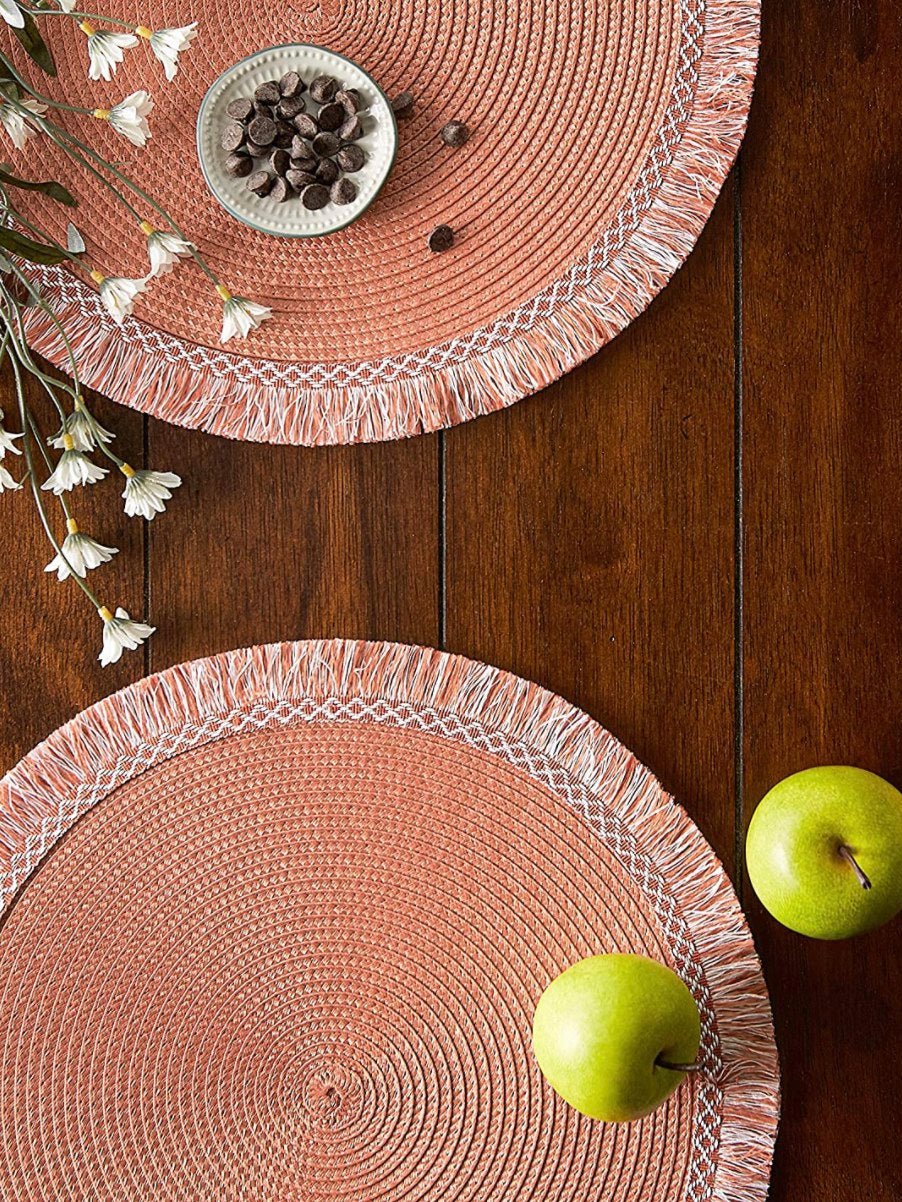 Set of 6 orange round placemats - Wapas