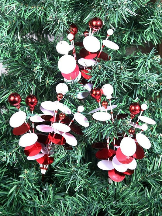 Set of 6 red and white Balls Christmas picks - Wapas