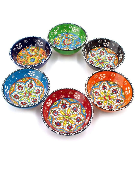 Set of 6 Turkish style multicolored ceramic bowls - Wapas