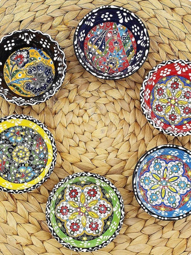 Set of 6 Turkish style multicolored ceramic bowls - Wapas