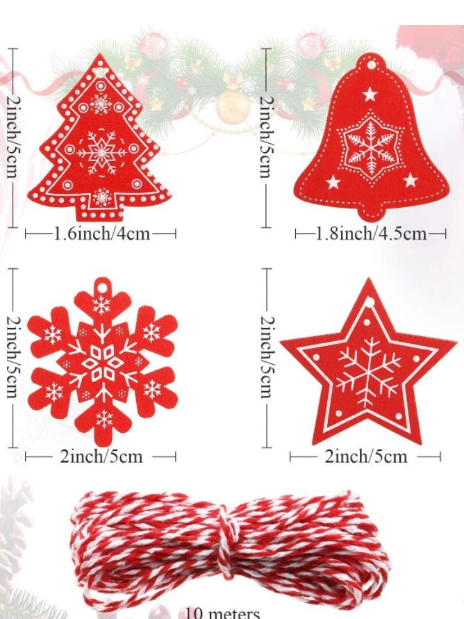 Set of 60 wood Christmas tree ornaments - Wapas