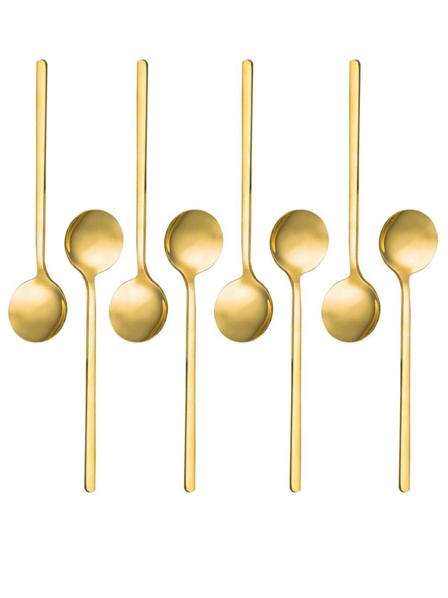 Set of 8 mini spoons gold modern cutlery - Wapas