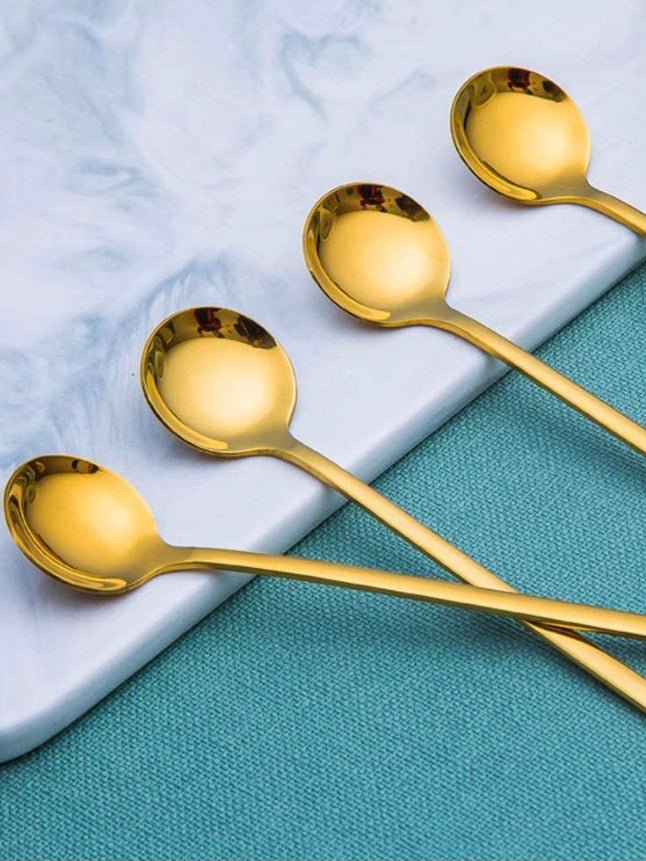 Set of 8 mini spoons gold modern cutlery - Wapas